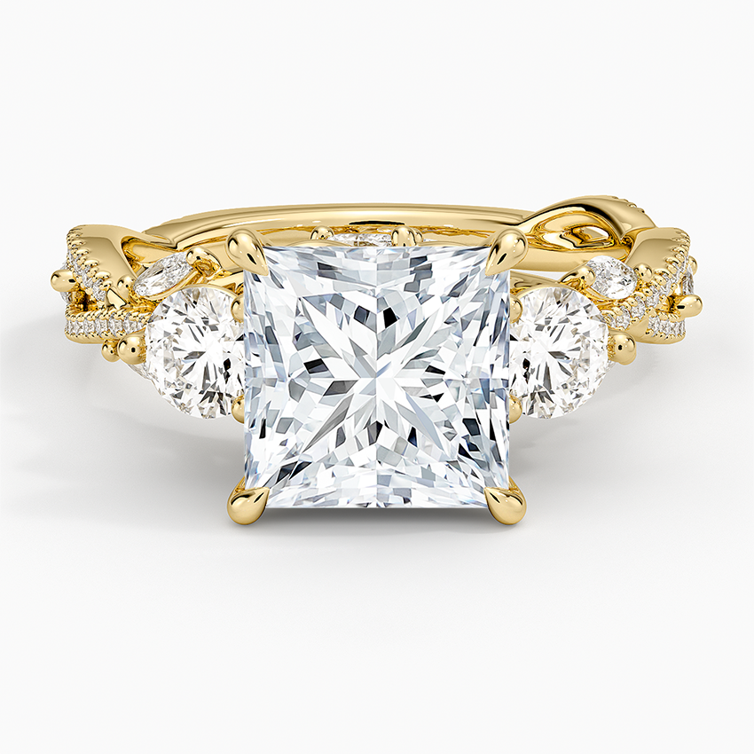Luxe Secret Garden Three Stone Diamond Ring (1 ct. tw.) Yellow Gold 18k Princess Engagement Ring
