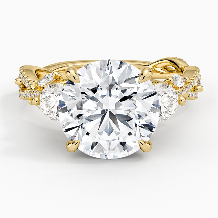 Luxe Secret Garden Three Stone Diamond Ring (1 ct. tw.) Yellow Gold 18k Round Engagement Ring