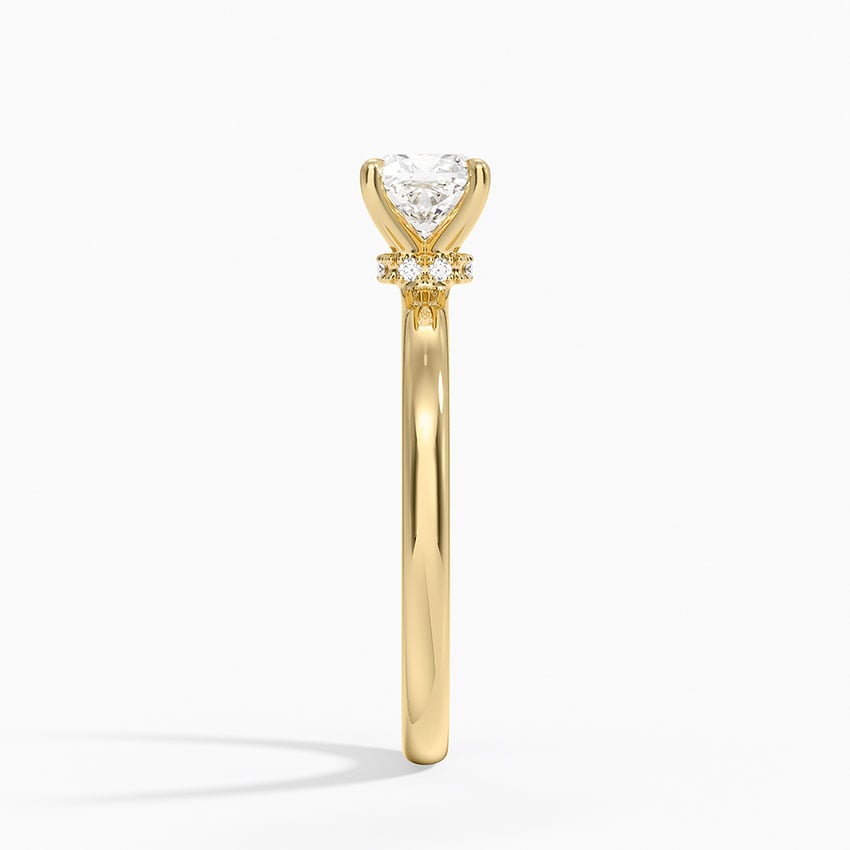 Secret Halo 2mm Diamond Ring Yellow Gold 18k Cushion Engagement Ring