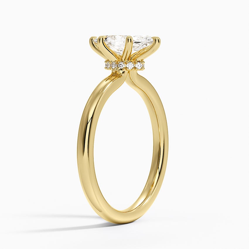 Secret Halo 2mm Diamond Ring Yellow Gold 18k Marquise Engagement Ring