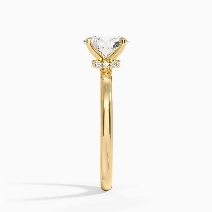 Secret Halo 2mm Diamond Ring Yellow Gold 18k Oval Engagement Ring