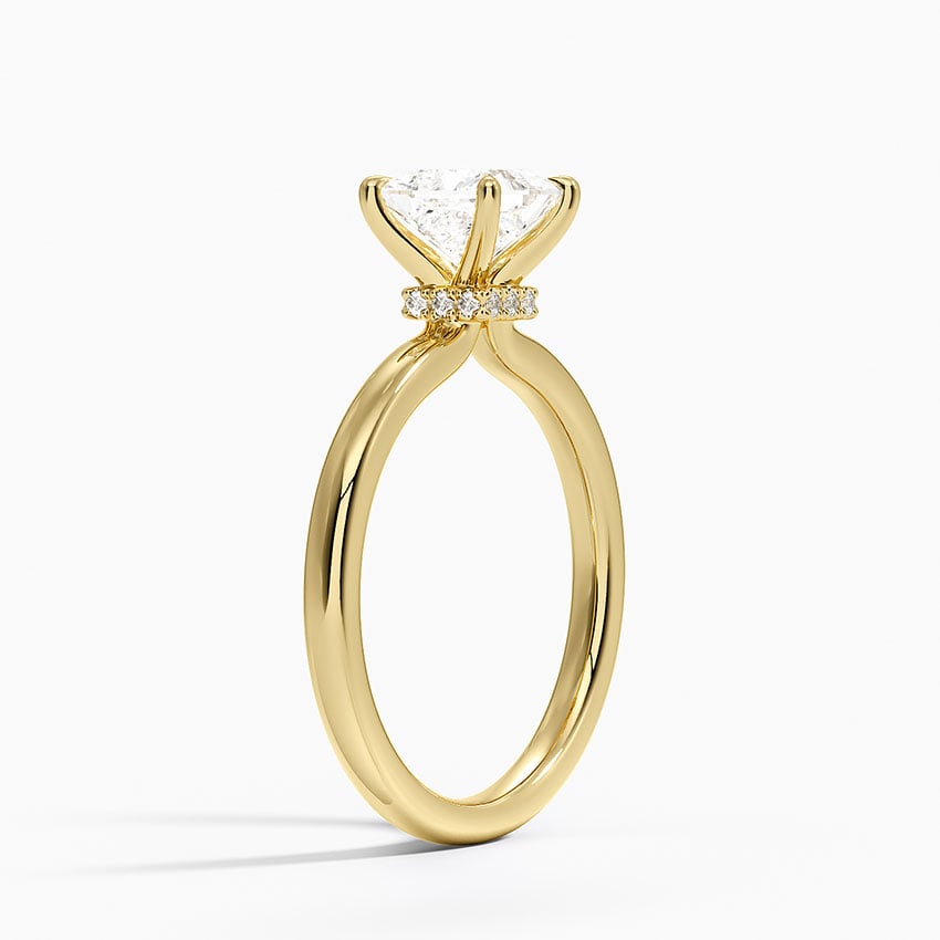 Secret Halo 2mm Diamond Ring Yellow Gold 18k Princess Engagement Ring