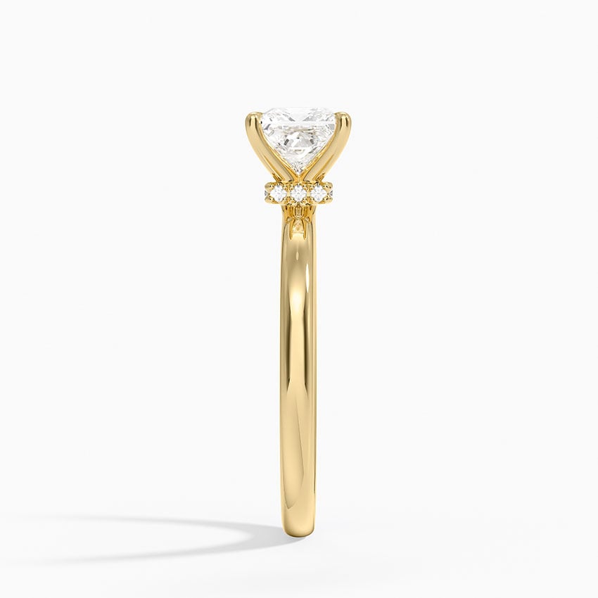 Secret Halo 2mm Diamond Ring Yellow Gold 18k Princess Engagement Ring