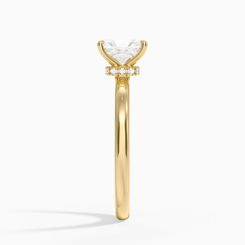 Secret Halo 2mm Diamond Ring Yellow Gold 18k Radiant Engagement Ring
