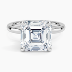 Secret Halo 2mm Diamond Ring Platinum Asscher Engagement Ring