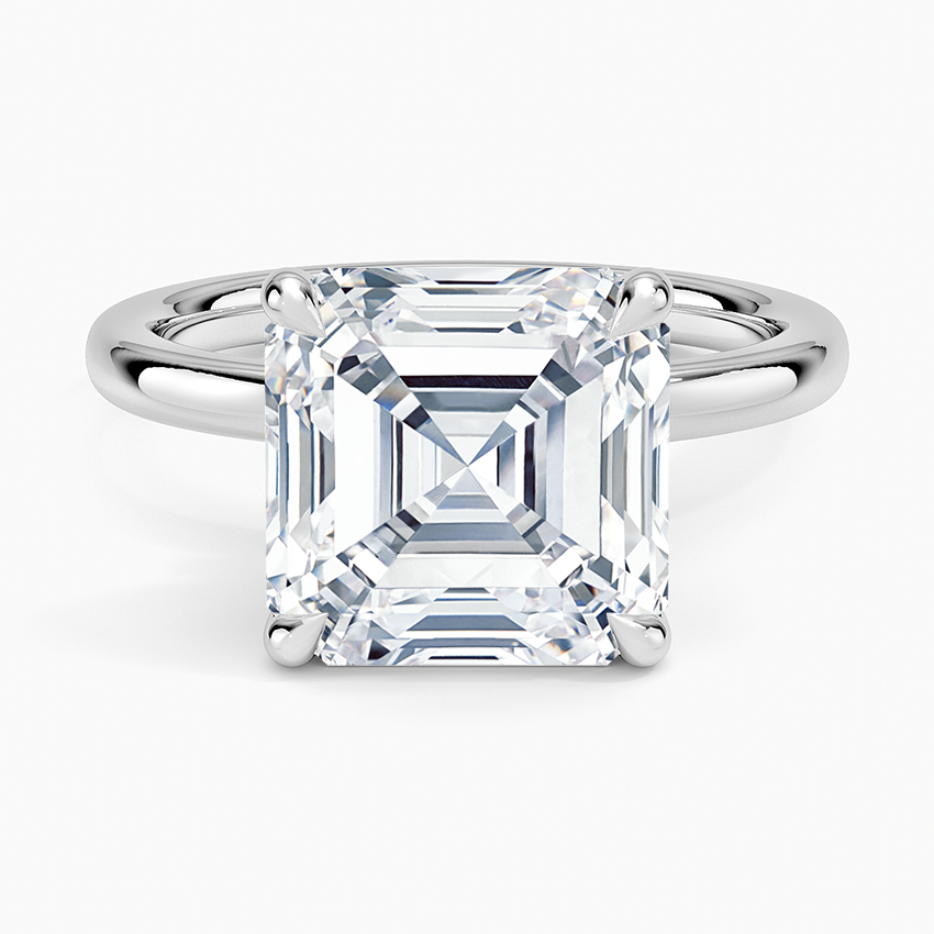 Secret Halo 2mm Diamond Ring Platinum Asscher Engagement Ring