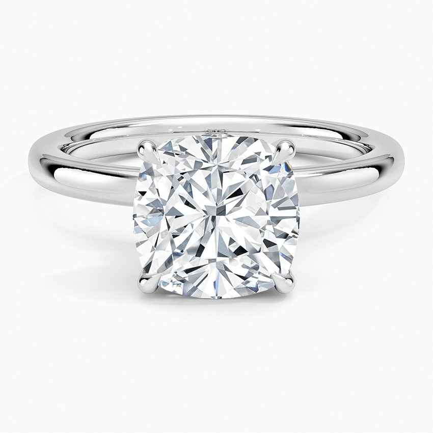 Secret Halo 2mm Diamond Ring Platinum Cushion Engagement Ring