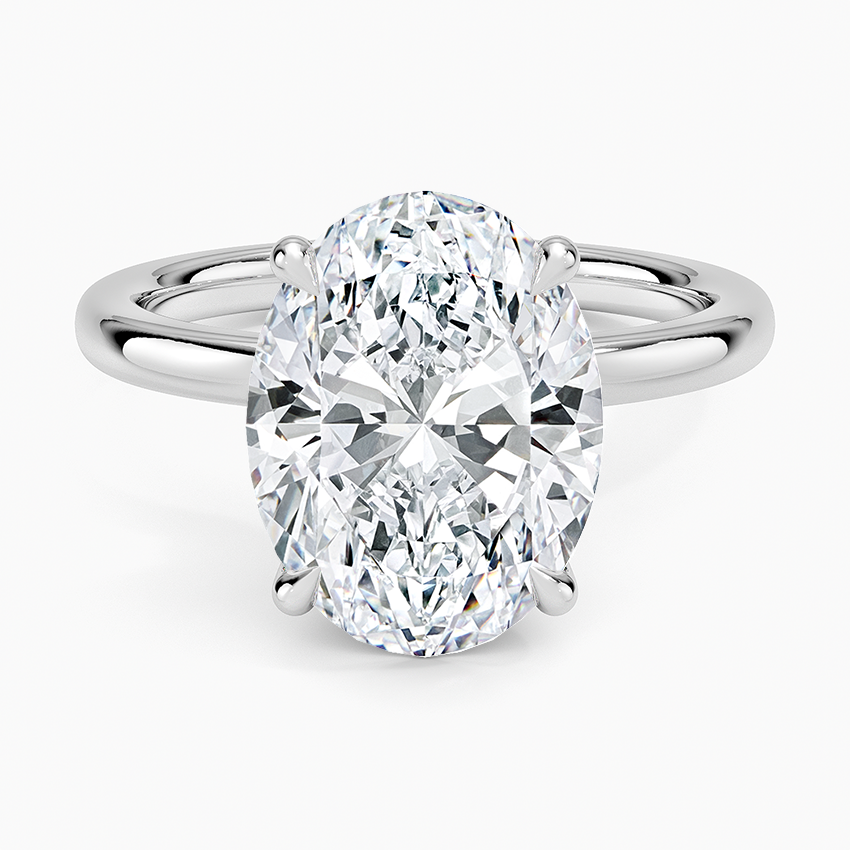 Secret Halo 2mm Diamond Ring Platinum Oval Engagement Ring