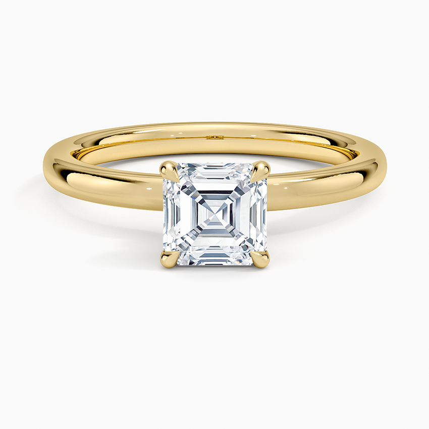 Secret Halo 2mm Diamond Ring Yellow Gold 18k Asscher Engagement Ring