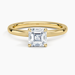 Secret Halo 2mm Diamond Ring Yellow Gold 18k Asscher Engagement Ring