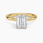 Secret Halo 2mm Diamond Ring Yellow Gold 18k Emerald Engagement Ring