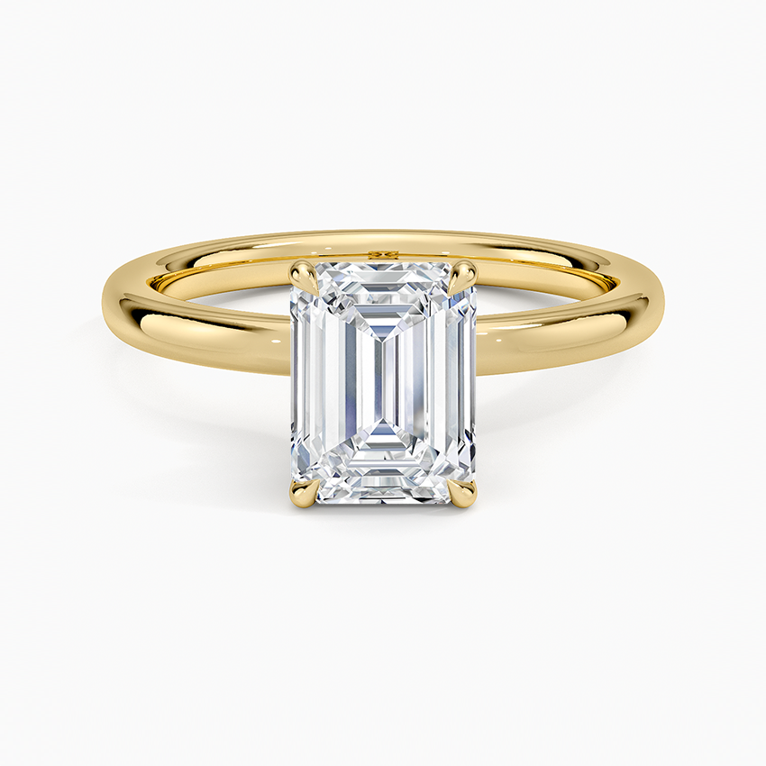 Secret Halo 2mm Diamond Ring Yellow Gold 18k Emerald Engagement Ring