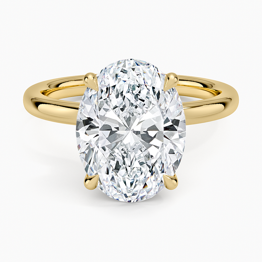 Secret Halo 2mm Diamond Ring Yellow Gold 18k Oval Engagement Ring