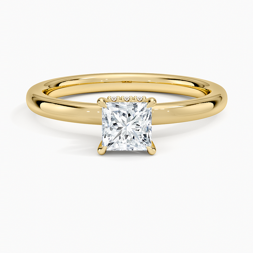 Secret Halo 2mm Diamond Ring Yellow Gold 18k Princess Engagement Ring