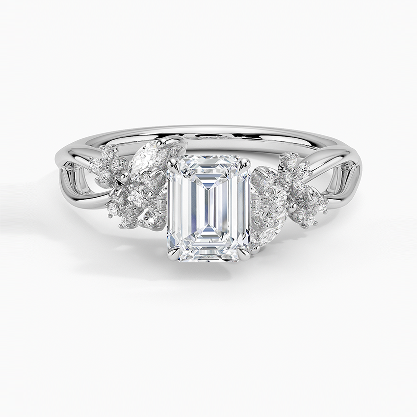 Summer Blossom Diamond Ring (1/4 ct. tw.) Platinum Emerald Engagement Ring