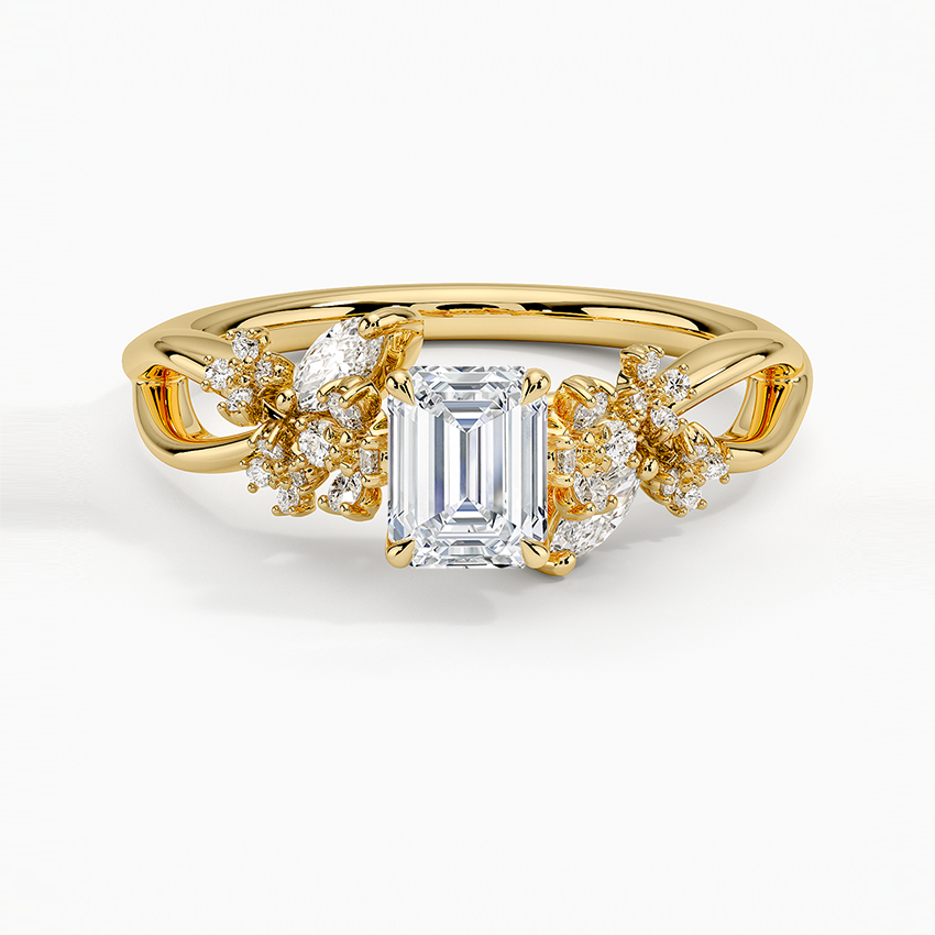 Summer Blossom Diamond Ring (1/4 ct. tw.) Yellow Gold 18k Emerald Engagement Ring