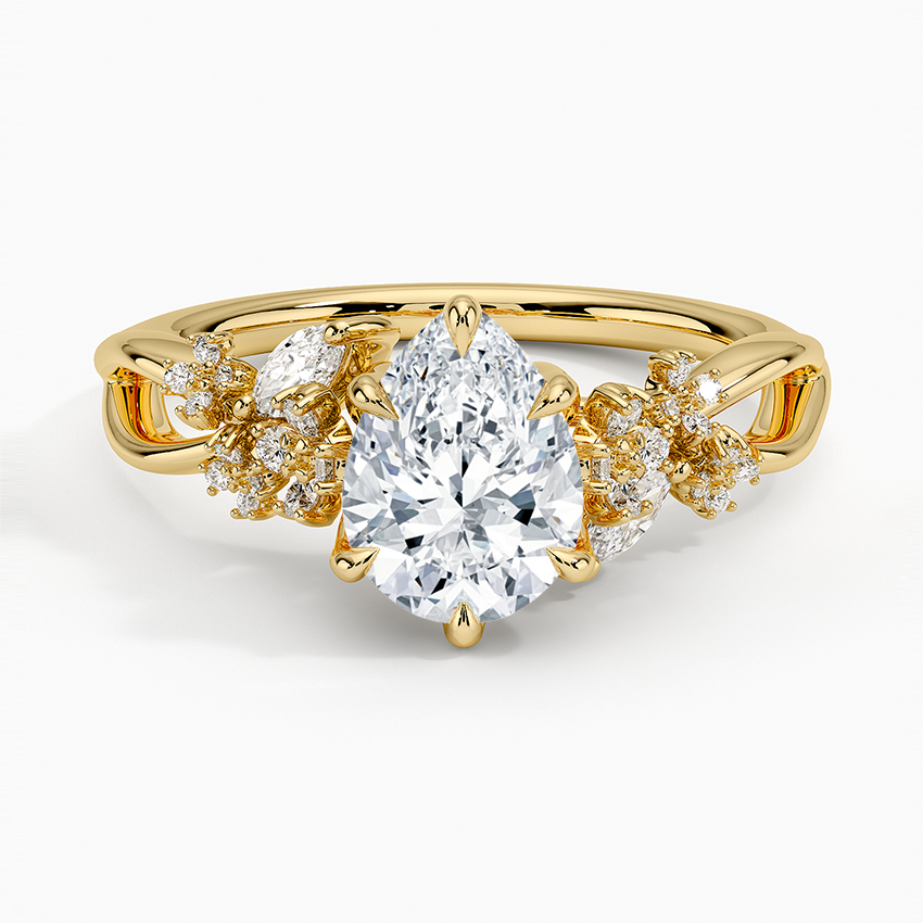 Summer Blossom Diamond Ring (1/4 ct. tw.) Yellow Gold 18k Pear Engagement Ring