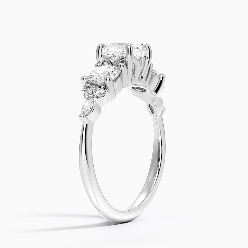 Luxe Nadia Three Stone Diamond Ring Platinum Cushion Engagement Ring