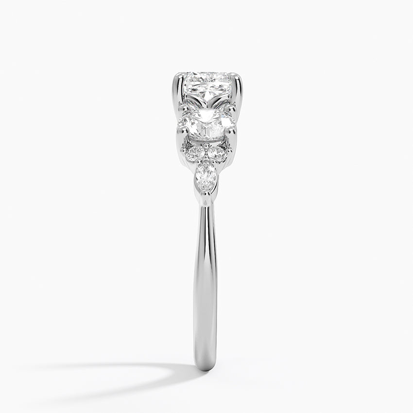 Luxe Nadia Three Stone Diamond Ring Platinum Cushion Engagement Ring