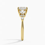 Luxe Nadia Three Stone Diamond Ring Yellow Gold 18k Emerald Engagement Ring