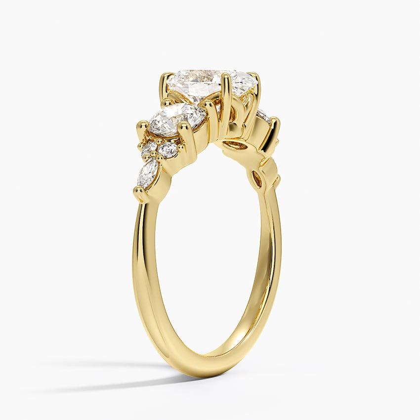 Luxe Nadia Three Stone Diamond Ring Yellow Gold 18k Oval Engagement Ring