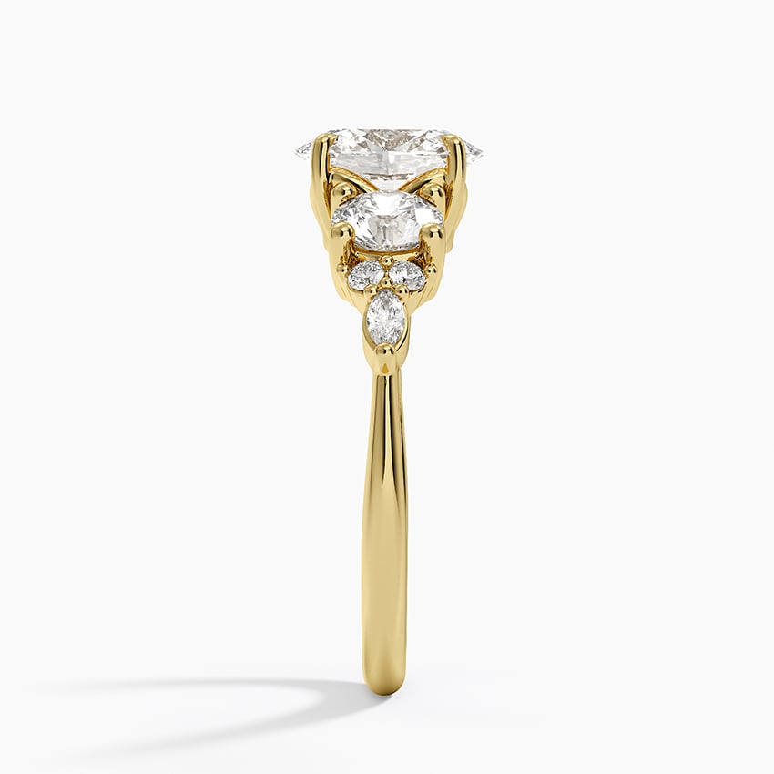 Luxe Nadia Three Stone Diamond Ring Yellow Gold 18k Oval Engagement Ring