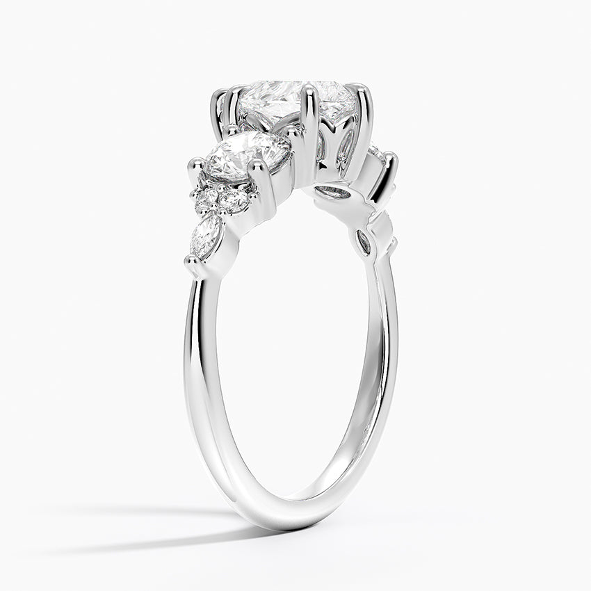 Luxe Nadia Three Stone Diamond Ring Platinum Pear Engagement Ring