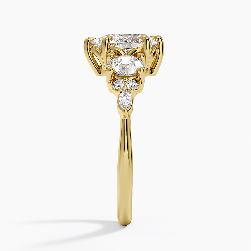 Luxe Nadia Three Stone Diamond Ring Yellow Gold 18k Pear Engagement Ring