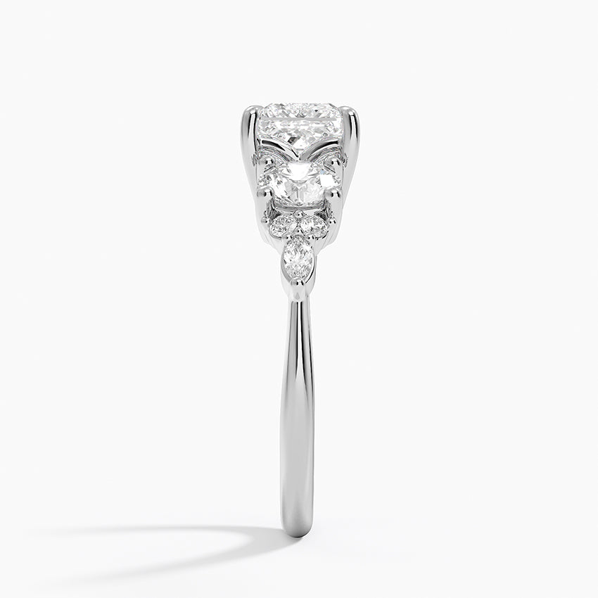 Luxe Nadia Three Stone Diamond Ring Platinum Princess Engagement Ring