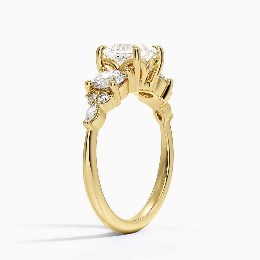 Luxe Nadia Three Stone Diamond Ring Yellow Gold 18k Princess Engagement Ring