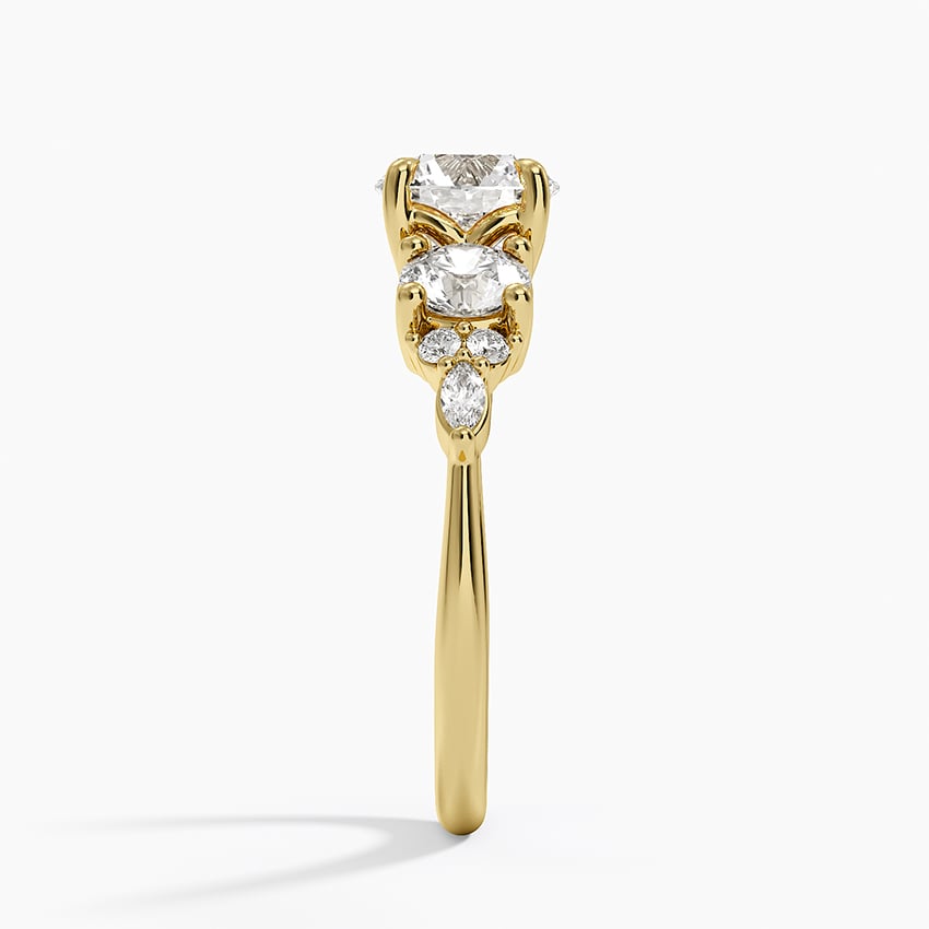Luxe Nadia Three Stone Diamond Ring Yellow Gold 18k Round Engagement Ring