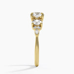 Luxe Nadia Three Stone Diamond Ring Yellow Gold 18k Round Engagement Ring