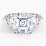 Luxe Nadia Three Stone Diamond Ring Platinum Asscher Engagement Ring