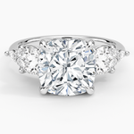 Luxe Nadia Three Stone Diamond Ring Platinum Cushion Engagement Ring