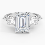 Luxe Nadia Three Stone Diamond Ring Platinum Emerald Engagement Ring