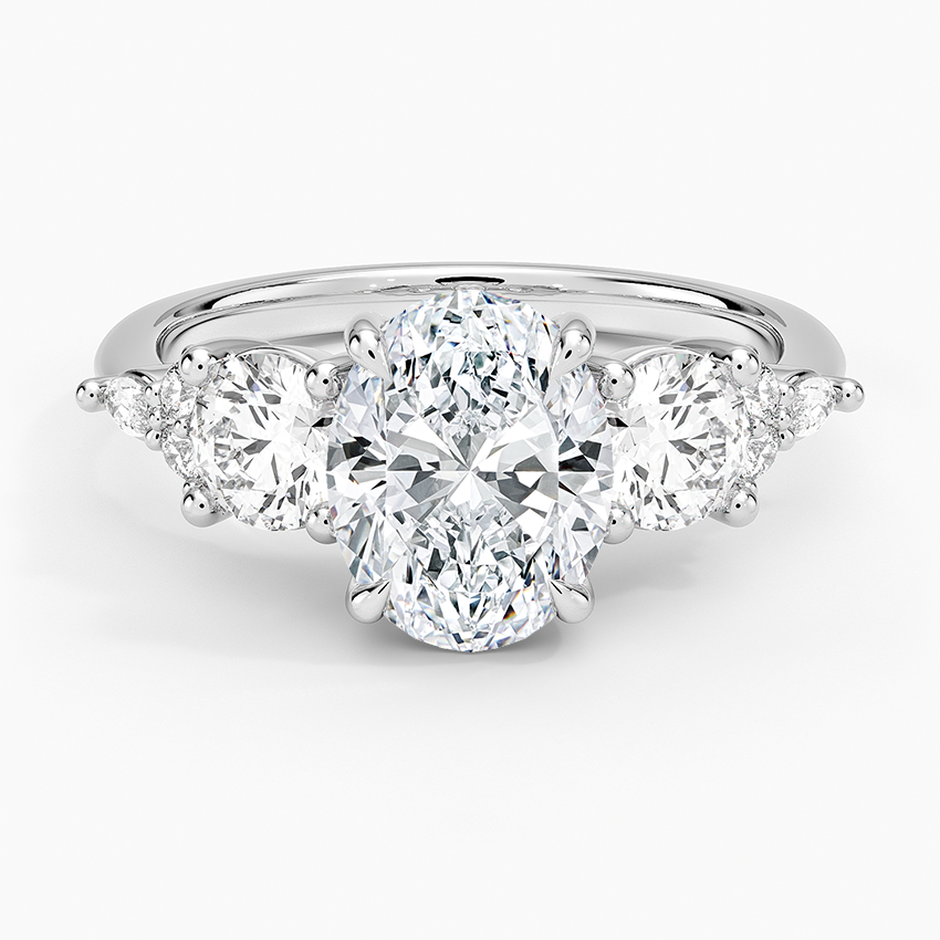 Luxe Nadia Three Stone Diamond Ring Platinum Oval Engagement Ring