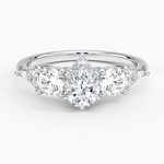 Luxe Nadia Three Stone Diamond Ring Platinum Pear Engagement Ring
