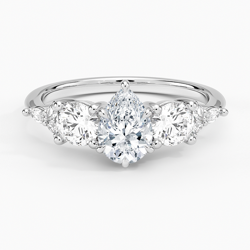 Luxe Nadia Three Stone Diamond Ring Platinum Pear Engagement Ring