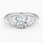 Luxe Nadia Three Stone Diamond Ring Platinum Radiant Engagement Ring