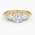 Luxe Nadia Three Stone Diamond Ring Yellow Gold 18k Cushion Engagement Ring