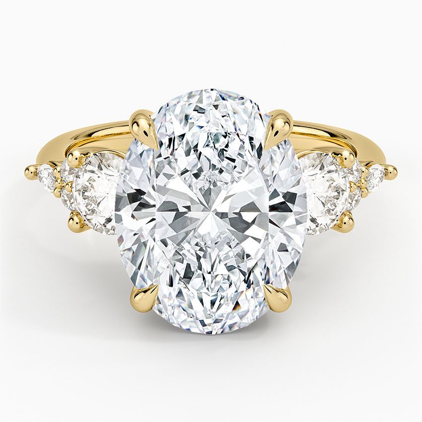 Luxe Nadia Three Stone Diamond Ring Yellow Gold 18k Oval Engagement Ring
