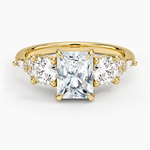Luxe Nadia Three Stone Diamond Ring Yellow Gold 18k Radiant Engagement Ring