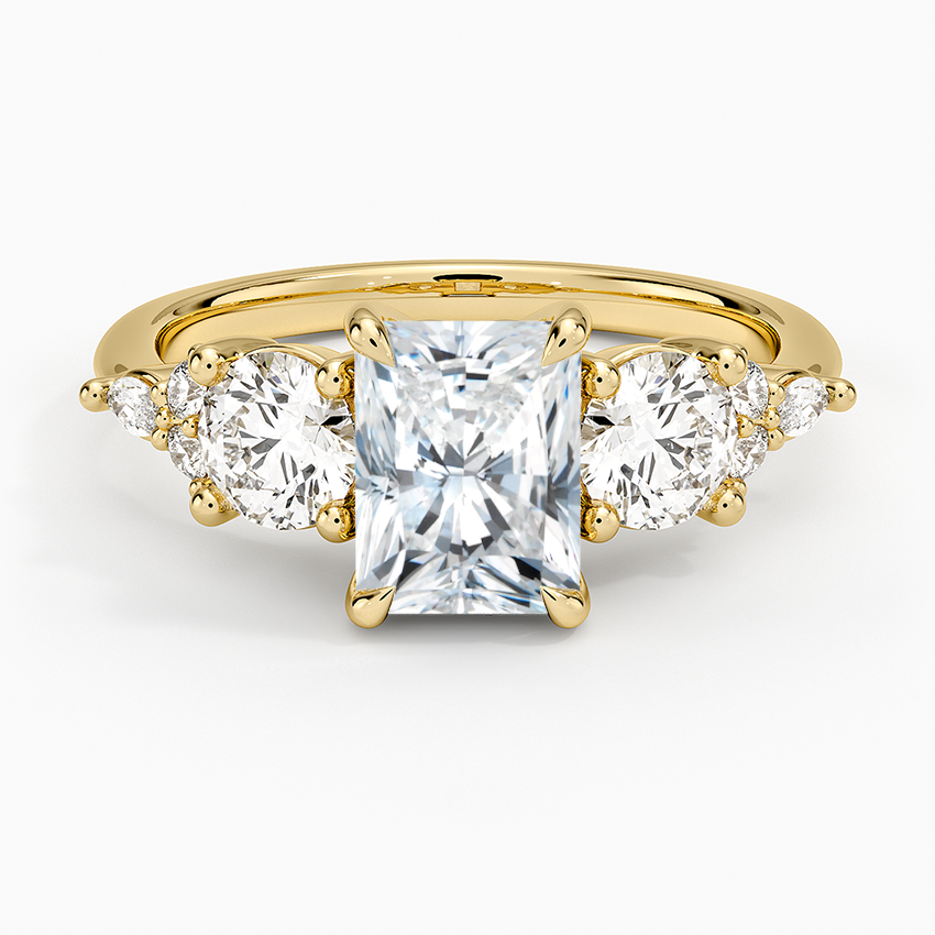Luxe Nadia Three Stone Diamond Ring Yellow Gold 18k Radiant Engagement Ring