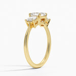 Princess Cut Three Stone Diamond Ring Yellow Gold 18k Asscher Engagement Ring
