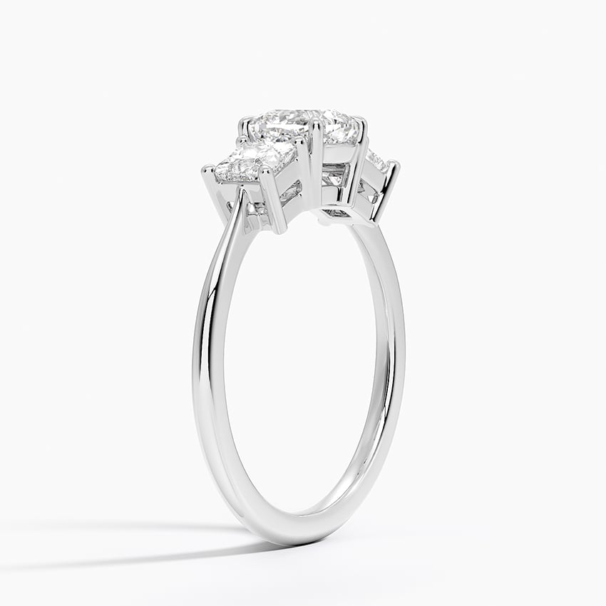 Princess Cut Three Stone Diamond Ring Platinum Cushion Engagement Ring