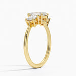Princess Cut Three Stone Diamond Ring Yellow Gold 18k Emerald Engagement Ring