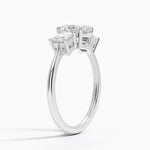 Princess Cut Three Stone Diamond Ring Platinum Oval Engagement Ring