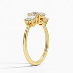 Princess Cut Three Stone Diamond Ring Yellow Gold 18k Oval Engagement Ring
