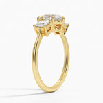 Princess Cut Three Stone Diamond Ring Yellow Gold 18k Pear Engagement Ring
