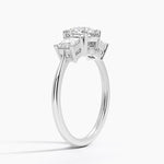 Princess Cut Three Stone Diamond Ring Platinum Round Engagement Ring